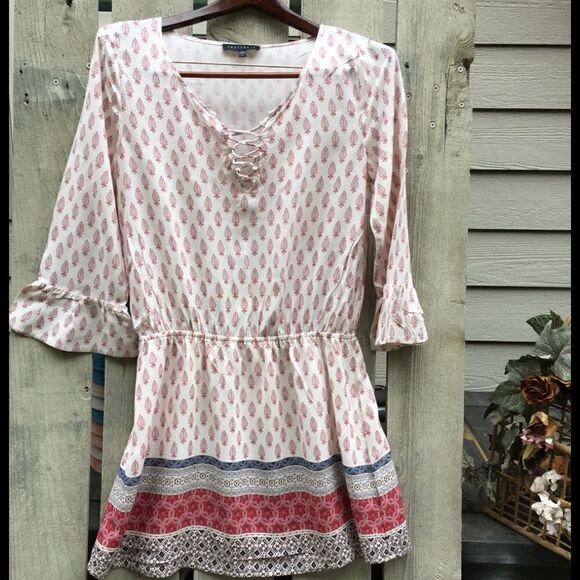 Sanctuary Sz L Lace Up Boho Peasant Dress - Picture 10 of 10